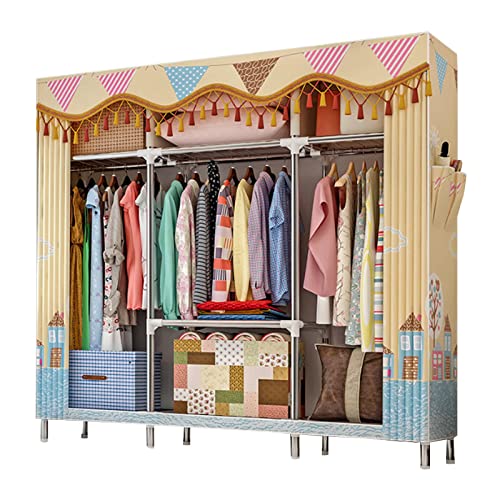 HCZKIUJY Tragbarer Kleiderschrank aus Segeltuch, faltbarer Kleiderschrank, Aufbewahrungs-Organizer für Schlafzimmer, Stoffschrank mit Kleiderstange, E-84 x 46 x 172 cm von HCZKIUJY