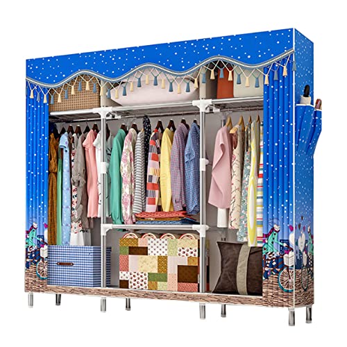 HCZKIUJY Tragbarer Kleiderschrank aus Segeltuch, faltbarer Kleiderschrank, Aufbewahrungs-Organizer für Schlafzimmer, Stoffschrank mit Kleiderstange, E-84 x 46 x 172 cm von HCZKIUJY