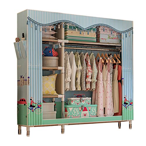 HCZKIUJY Tragbarer Kleiderschrank aus Segeltuch, faltbarer Kleiderschrank, Aufbewahrungs-Organizer für Schlafzimmer, Stoffschrank mit Kleiderstange, E-84 x 46 x 172 cm von HCZKIUJY