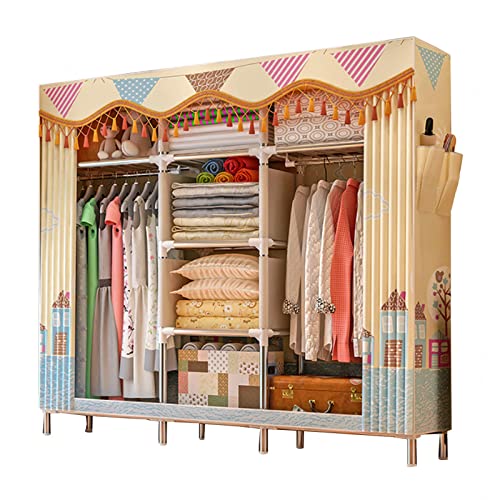 HCZKIUJY Tragbarer Kleiderschrank aus Segeltuch, faltbarer Kleiderschrank, Aufbewahrungs-Organizer für Schlafzimmer, Stoffschrank mit Kleiderstange, E-84 x 46 x 172 cm von HCZKIUJY
