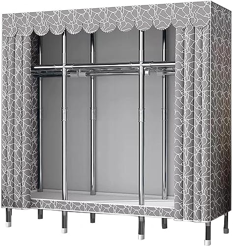 HCZKIUJY Tragbarer Kleiderschrank aus Segeltuch, großer Kleiderschrank-Organizer mit Kleiderstange, Regalen, Stoffbezug, für Schlafzimmer, Wohnzimmer, B-85 x 45 x 170 cm von HCZKIUJY