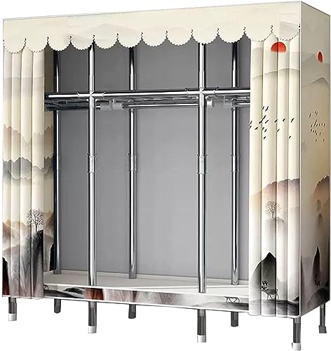 HCZKIUJY Tragbarer Kleiderschrank aus Segeltuch, großer Kleiderschrank-Organizer mit Kleiderstange, Regalen, Stoffbezug, für Schlafzimmer, Wohnzimmer, B-85 x 45 x 170 cm von HCZKIUJY