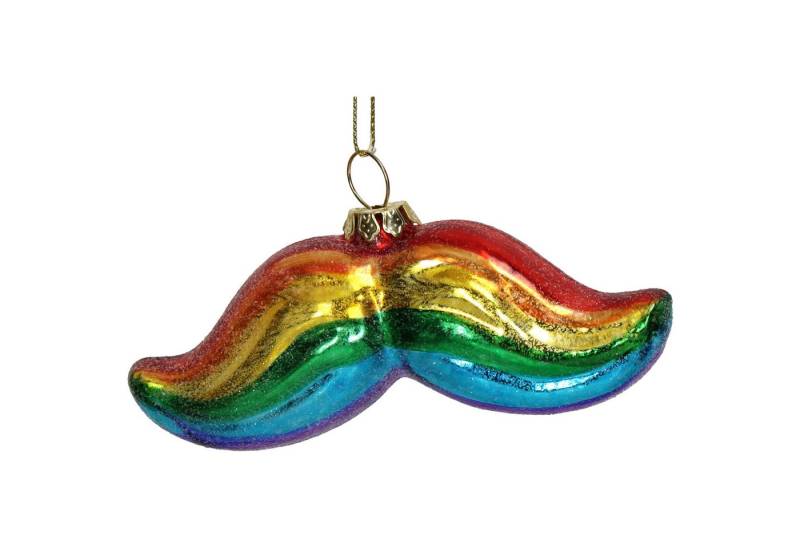 HD Collection Christbaumschmuck, Christbaumschmuck 10cm Glas Schnurrbart Figur in Regenbogen Farben von HD Collection