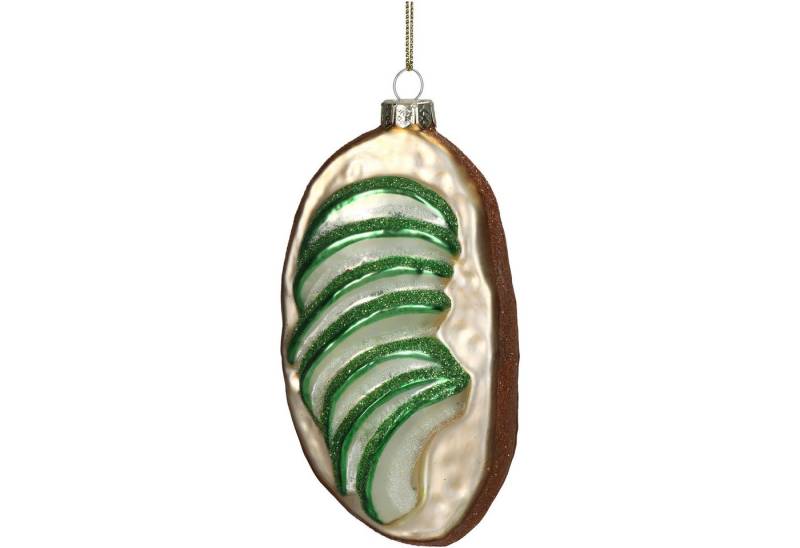 HD Collection Christbaumschmuck, Christbaumschmuck 11,4cm Glas Avocado Toast Figur Grün / Beige von HD Collection