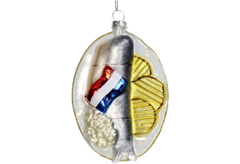 HD Collection Christbaumschmuck, Christbaumschmuck 11cm Glas Heringsfilet Figur Weiß von HD Collection