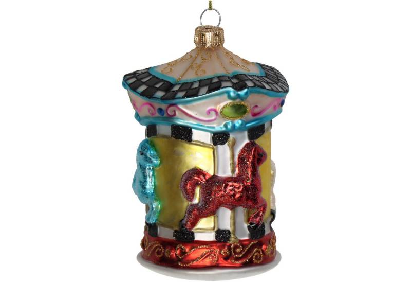 HD Collection Christbaumschmuck, Christbaumschmuck 12cm Glas Pferdekarussell Figur Bunt von HD Collection
