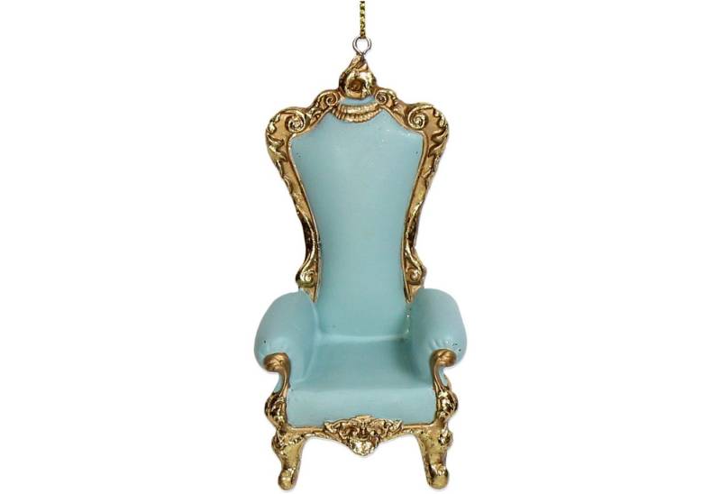 HD Collection Christbaumschmuck, Christbaumschmuck 9cm Keramik Barockstuhl Figur Hellblau / Gold von HD Collection