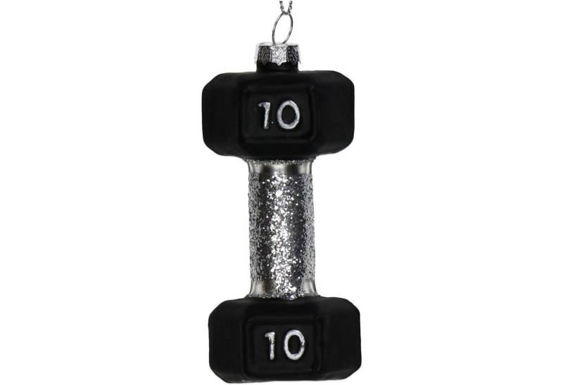 HD Collection Christbaumschmuck, Christbaumschmuck Glas 10,5cm Kurzhantel Figur Schwarz von HD Collection