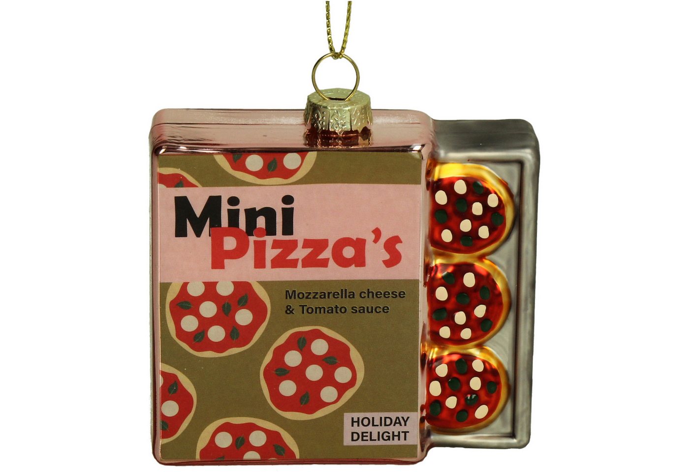 HD Collection Christbaumschmuck, Christbaumschmuck Glas 10,5cm Mini-Pizza Figur Gold / Rot HD Collection Christbaumschmuck, Christbaumschmuck Glas 10,5cm Mini-Pizza Figur Gold / Rot von HD Collection