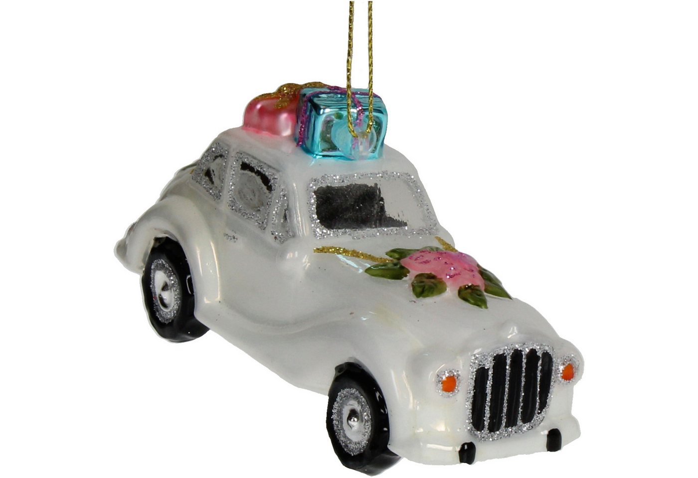 HD Collection Christbaumschmuck, Christbaumschmuck Glas 11,4cm Hochzeitsauto Figur Weiß HD Collection Christbaumschmuck, Christbaumschmuck Glas 11,4cm Hochzeitsauto Figur Weiß von HD Collection