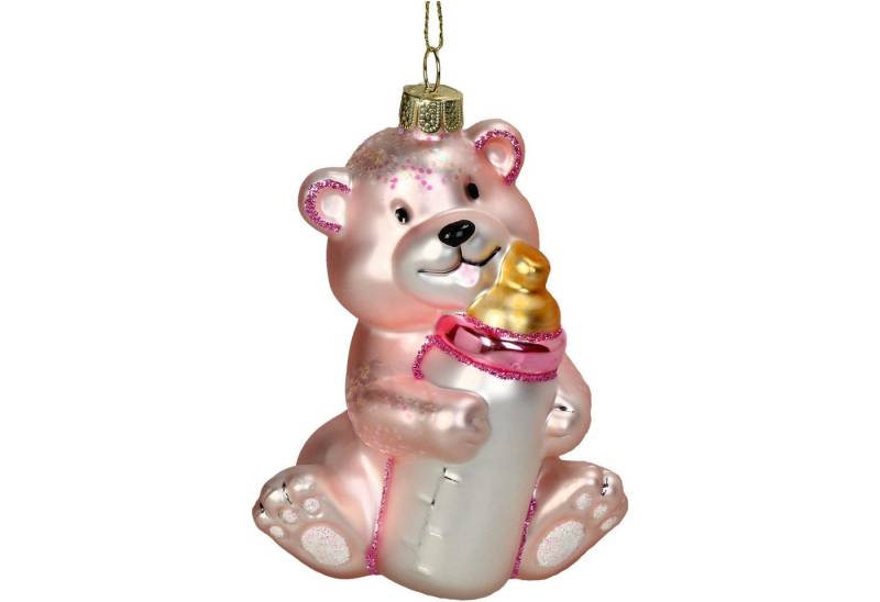 HD Collection Christbaumschmuck, Christbaumschmuck Glas 11,4cm Teddy mit Babyflasche Figur Rosa HD Collection Christbaumschmuck, Christbaumschmuck Glas 11,4cm Teddy mit Babyflasche Figur Rosa von HD Collection