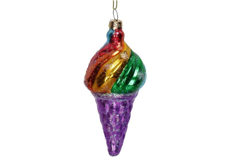 HD Collection Christbaumschmuck, Christbaumschmuck Glas 11,7cm Eis in Waffel Figur in Regenbogen Farben von HD Collection