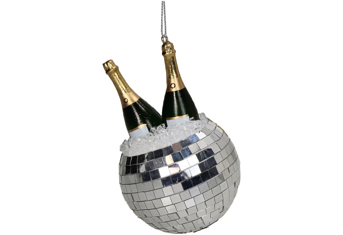 HD Collection Christbaumschmuck, Christbaumschmuck Glas 11cm Discokugel Sektflaschen Figur Silber HD Collection Christbaumschmuck, Christbaumschmuck Glas 11cm Discokugel Sektflaschen Figur Silber von HD Collection