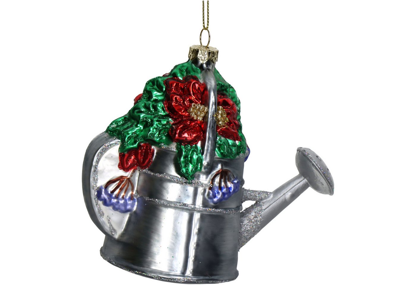 HD Collection Christbaumschmuck, Christbaumschmuck Glas 11cm Gießkanne mit Weihnachtsstern Silber HD Collection Christbaumschmuck, Christbaumschmuck Glas 11cm Gießkanne mit Weihnachtsstern Silber von HD Collection