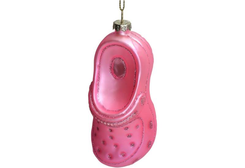 HD Collection Christbaumschmuck, Christbaumschmuck Glas 12,1cm Hausschuh Figur Rosa von HD Collection