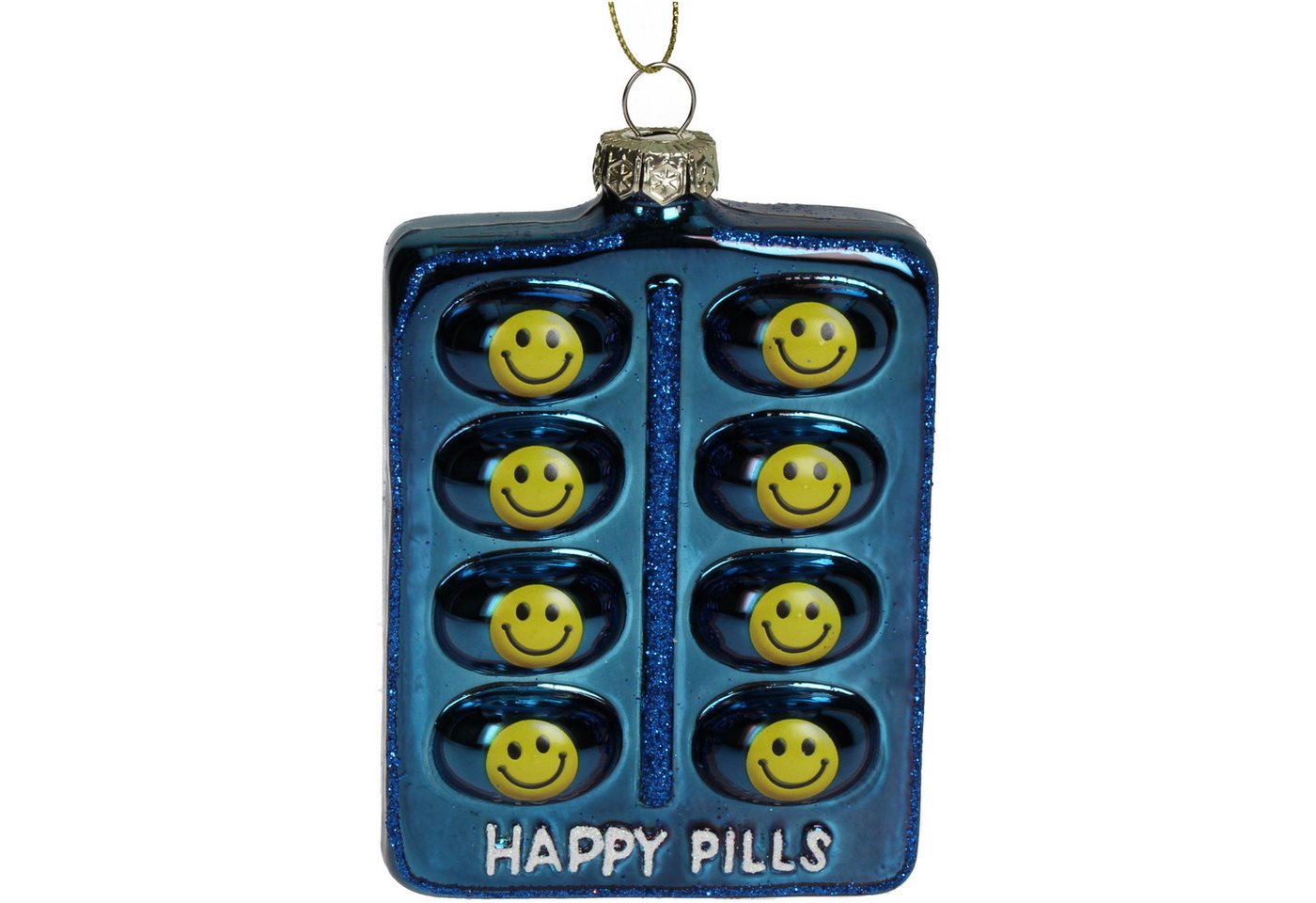 HD Collection Christbaumschmuck, Christbaumschmuck Glas 12cm Buch Tabletten Happy Smiley Figur Blau HD Collection Christbaumschmuck, Christbaumschmuck Glas 12cm Buch Tabletten Happy Smiley Figur Blau von HD Collection