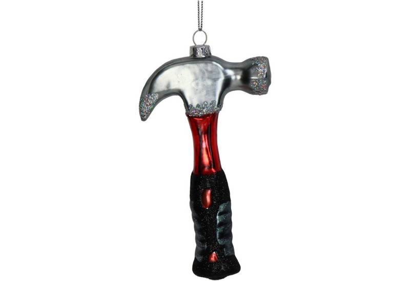 HD Collection Christbaumschmuck, Christbaumschmuck Glas 13,3cm Hammer Figur Rot / Silber von HD Collection
