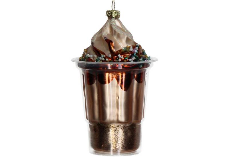 HD Collection Christbaumschmuck, Christbaumschmuck Glas 13,5cm Eisbecher Figur Taupe / Braun von HD Collection
