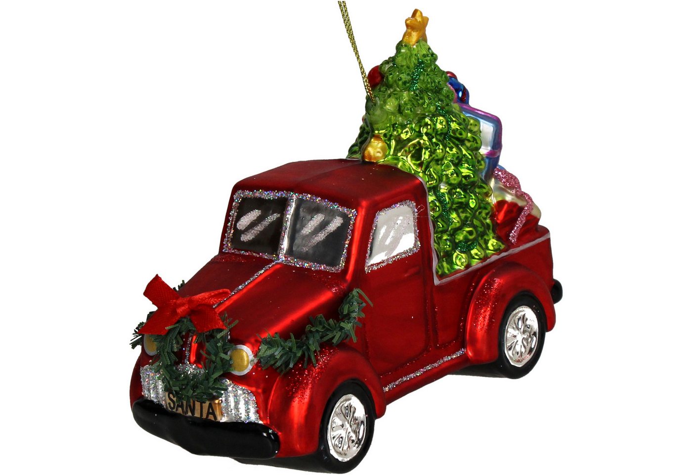 HD Collection Christbaumschmuck, Christbaumschmuck Glas 14,6cm Pickup mit Weihnachtsbaum Figur Rot HD Collection Christbaumschmuck, Christbaumschmuck Glas 14,6cm Pickup mit Weihnachtsbaum Figur Rot von HD Collection