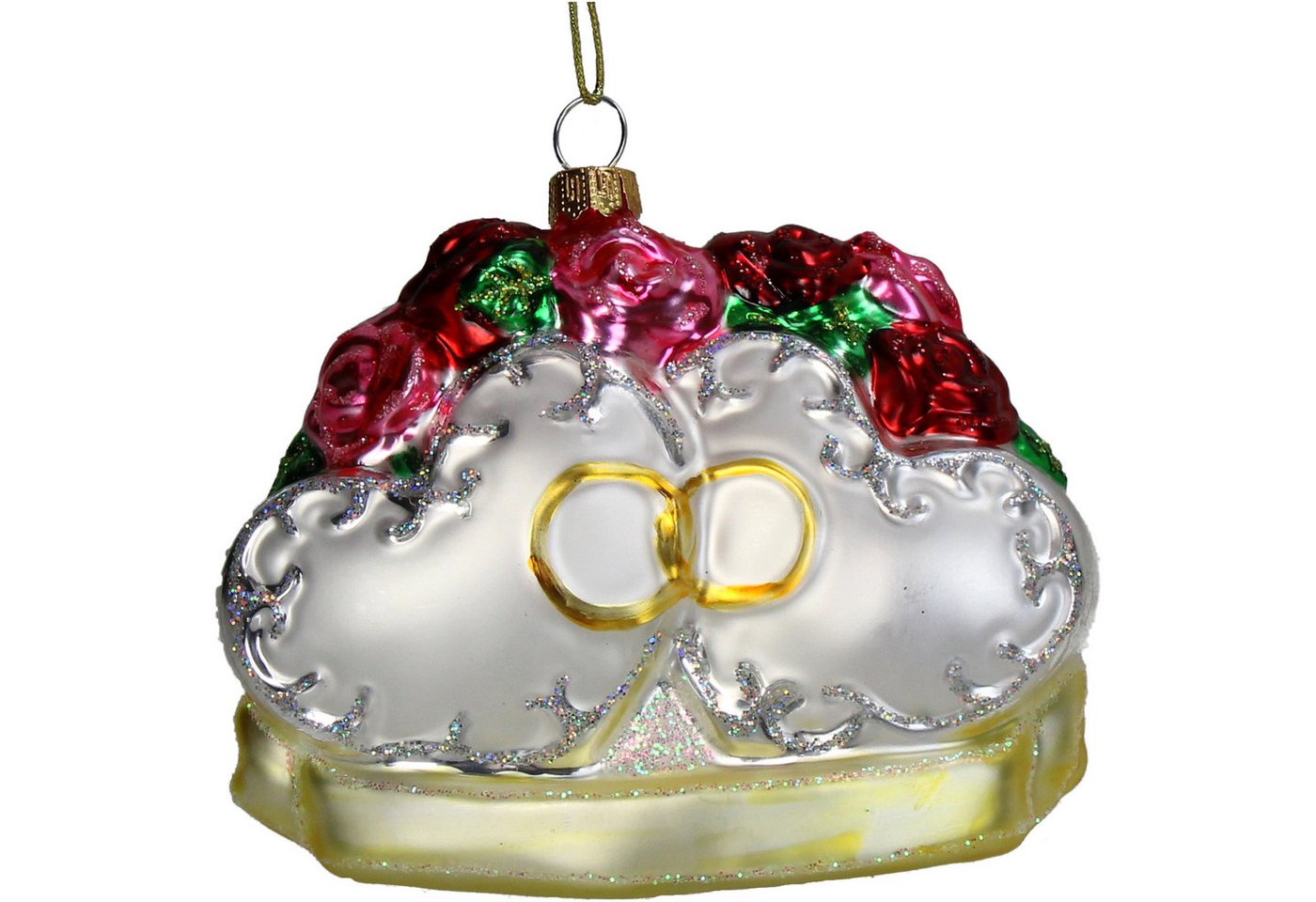 HD Collection Christbaumschmuck, Christbaumschmuck Glas 9,4m Hochzeitsringe mit Rosen Figur Bunt HD Collection Christbaumschmuck, Christbaumschmuck Glas 9,4m Hochzeitsringe mit Rosen Figur Bunt von HD Collection
