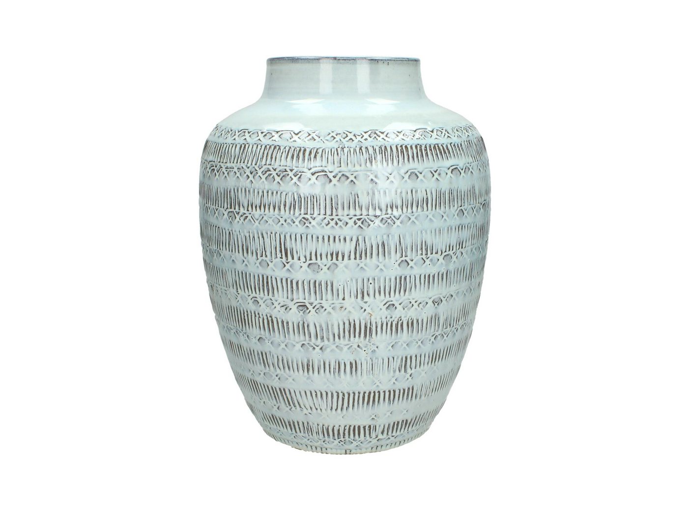 HD Collection Dekovase Handgefertigte Boho Terrakotta Vase mit Ethno Muster, weiß, Dekovase, Dekoration, Tischdekoration von HD Collection