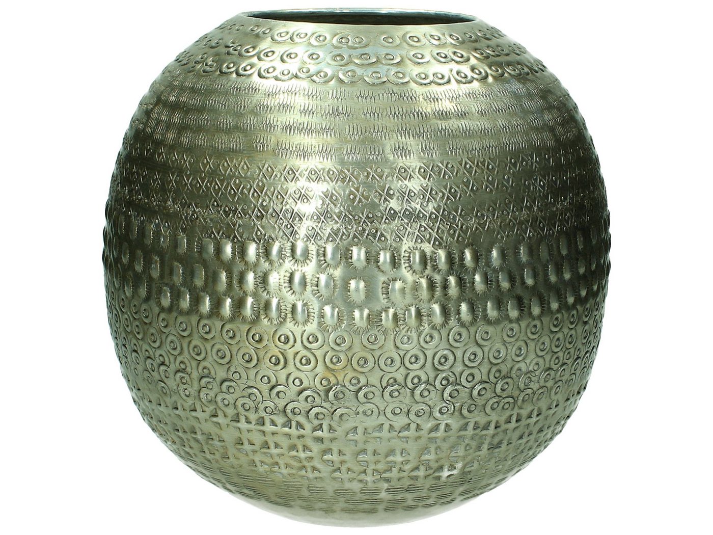 HD Collection Dekovase Kersten Moderne Metallvase Ethnomuster gehämmert silber, Kugelvase Metall silber, Dekovase, Dekoration, Vase, Tischvase von HD Collection