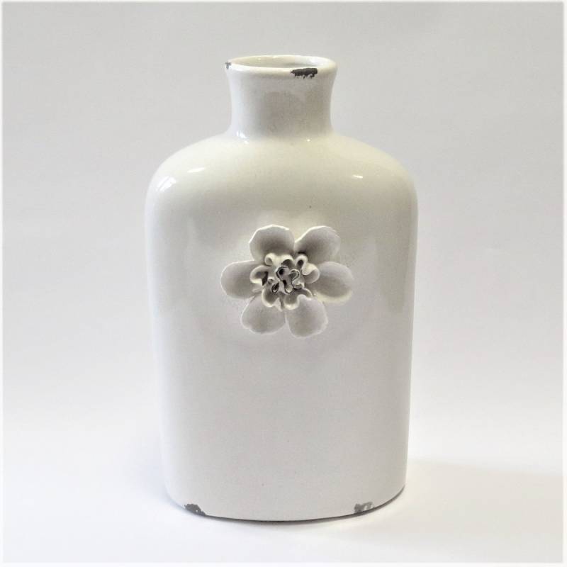 HD Collection Dekovase Vase Deko Tisch Naturweiß Ton Shabby Antik Stil Blumen 41 cm von HD Collection