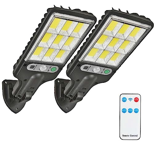 2 Stück Superhelle Solarlampen für Außen, 120° Beleuchtungswinkel Solar Lampen für Außenbereich mit 3 Modi, 108COB LED Außenlampe mit Bewegungsmelder IP65 wasserdichte für Garten und Patio von HD HARUDONE