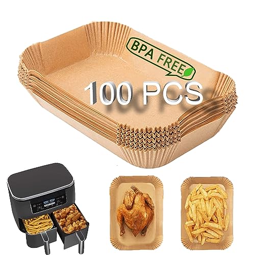 Backpapier für Heißluftfritteuse, 100 Stück Airfryer Backpapier für Ninja, Air Fryer Accessories kompatibel mit 7.5-10L Ninja AF300EU AF400EU Princess und anderen Dual Zone Air Fryer von HD HARUDONE