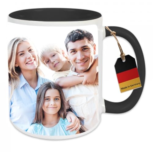 HD PRINT4YOU Tasse Personalisiert mit Foto Fototasse mit eigenem Foto selbst gestalten Keramiktasse Muttertag, Werbetasse Becher (Schwarz) von HD PRINT4YOU