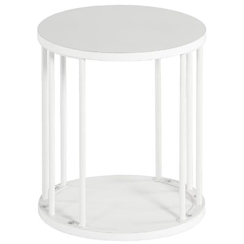 HDANI Runder Sitzhocker Kinder und Erwachsene,Tritthocker,Kleiner Pflanzenhocker,Fußhocker für Bad, Küche,Schlafzimmer,Büro,30×30×34.5cm,Holz Weiß,1er Set von HDANI