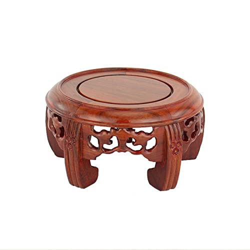 HDBCYUAZ Ornament Basis Blumentopf Base Geschnitzte Teekanne Base Ornamente Holz Seltsame Stein Stein Buddha Statue Vase Holz Base Crafts Bracket Vase Base Holz Vase Basis(M) von HDBCYUAZ