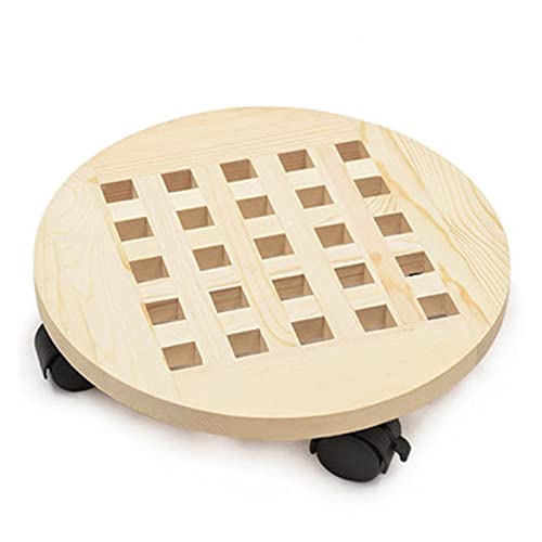 HDBCYUAZ Ornament Basis Blumentopfablage mit Rädern Pflanze Caddy mit leicht bewegenden Rennräder Runde bewegliche Pflanzgefasse Outdoor Indoor Baum Blumenständer Pflanzer Holz Vase Basis(Beige,M) von HDBCYUAZ
