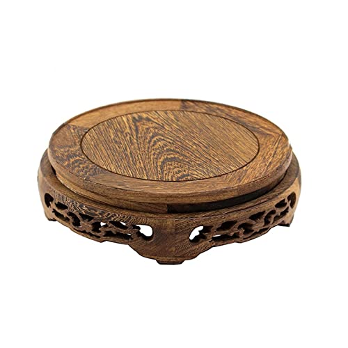 HDBCYUAZ Ornament Basis Hölzerne Stil Runde Furnier-Vase-Basis for Vase-Lampe Teekanne, Heimdekoration-Anzeigen-Stand-Buddha-Statue Teekanne Base 3 Verschiedene Größen Holz Vase Basis(S) von HDBCYUAZ