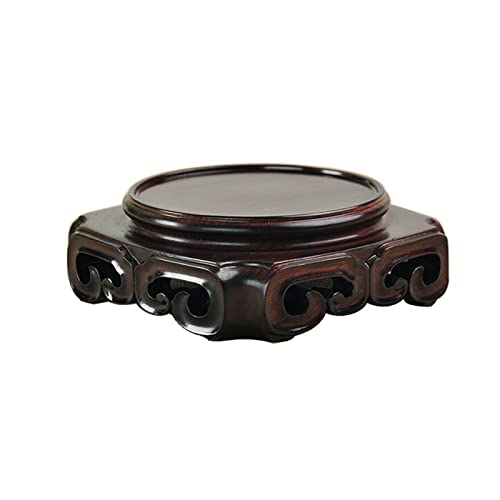 HDBCYUAZ Ornament Basis Hölzerne Vase Base Blacket Ornamente Runde Basis Stein Seltsame Stein Teekanne Bonsai Vase Blumentopf Weihrauch Brenner Buddha Statue Holz Vase Basis(S) von HDBCYUAZ