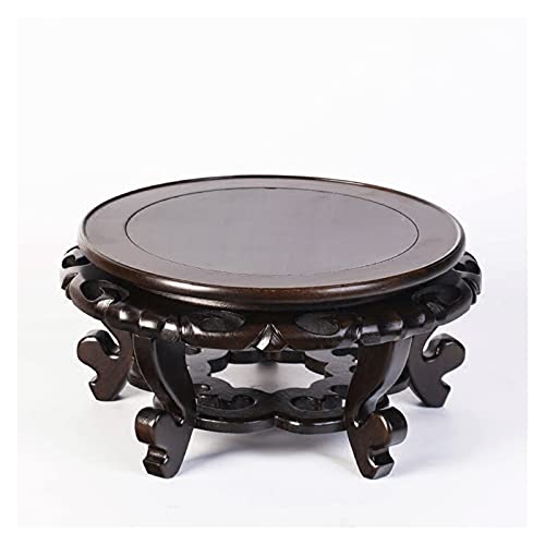 HDBCYUAZ Ornament Basis Hölzerne Vase Base Oriental Möbel ELM Holz Display Stand Holzsockel Runde Form mit geschnitzten Handkräften 5.1 Zoll Höhe Holz Vase Basis(M) von HDBCYUAZ