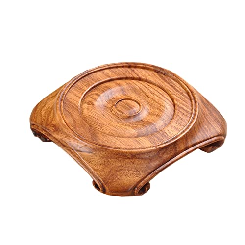 HDBCYUAZ Ornament Basis Hölzerne Vase Base Runde Sockelanzeige Stand for Teekanne Bonsai Weihrauch Brenner Dekoration Jade Carving Ornamente DREI Arten Holz Vase Basis(A) von HDBCYUAZ