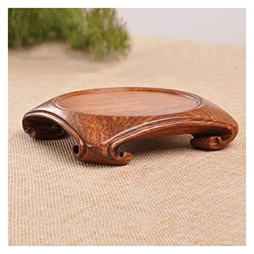 HDBCYUAZ Ornament Basis Hölzerne Vase Base Runde Sockelanzeige Stand for Teekanne Bonsai Weihrauch Brenner Dekoration Jade Carving Ornamente DREI Arten Holz Vase Basis(B) von HDBCYUAZ