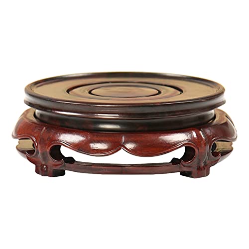 HDBCYUAZ Ornament Basis Hölzerne Vase Base Vintage Circular Holzvase Aquarium Tischlampe Teekanne Base drehbar Dekoration Display Stand 2.2in Holz Vase Basis(A3) von HDBCYUAZ