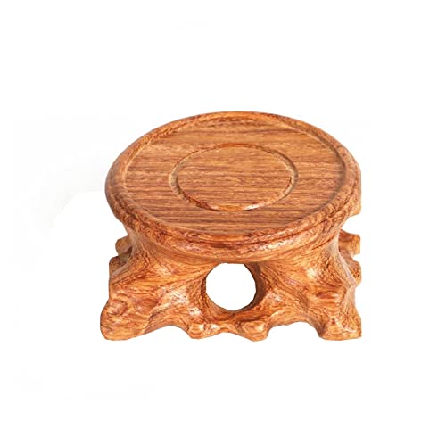 HDBCYUAZ Ornament Basis Hölzerne Vase Base Vintage Runde Form Hölzerne Teekanne Basis-Ausstellungsständer, Dezember-Anzeigen-Zier-Ornament-Basis-Buddha-Statue-Basis Holz Vase Basis(A) von HDBCYUAZ