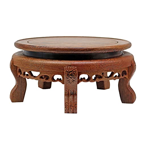 HDBCYUAZ Ornament Basis Hölzerne Vase Base erhöhte Basis-Sockel for Bonsai-Stein-Holzpalettenvase Buddha-Ornamente-Anzeigen-Stand Holz Vase Basis(S) von HDBCYUAZ