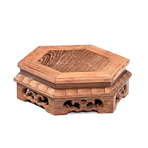 HDBCYUAZ Ornament Basis Holzvase Base Blume Topf Basis Bonsai Tray Halter Ornamente, Holzanzeige Regal Indoor Garten Dekor Haushalterung Buddha Statue Teekanne Base Holz Vase Basis(A) von HDBCYUAZ