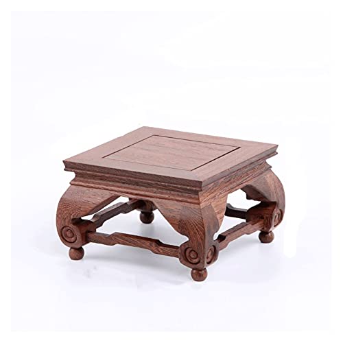 HDBCYUAZ Ornament Basis Holzvase-Basis-Hähnchenflügel-Holz-Quadrat geschnitzter Sockel exquisiter Holz-Display-Stand for Topf-Buddha-Statue Holz Vase Basis(L) von HDBCYUAZ