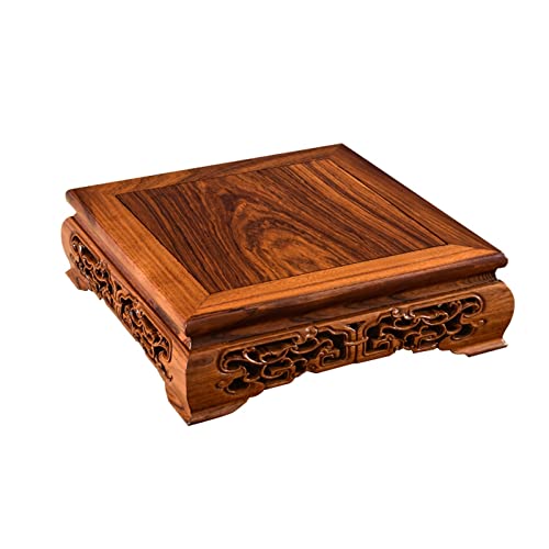 HDBCYUAZ Ornament Basis Quadratische Form Holz Teekanne Base Vase Base Buddha Statue Dekoration Basis for Dekoration Display Stand Bracket Holz Vase Basis(L) von HDBCYUAZ