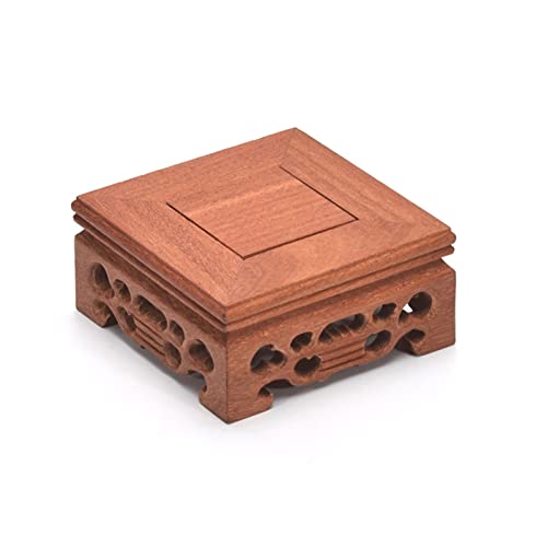HDBCYUAZ Ornament Basis Quadratische Form Holz Teekanne Base Vase Basishalterung Holz Buddha Statue Dekoration Basis for Dekoration Display Stand Holz Vase Basis(M) von HDBCYUAZ