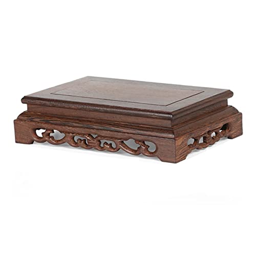 HDBCYUAZ Ornament Basis Quadratische Form Holz Teekanne Base Vase Carving Bracket Holz Buddha Statue Dekoration Basis for Dekoration Display Stand Holz Vase Basis(B) von HDBCYUAZ