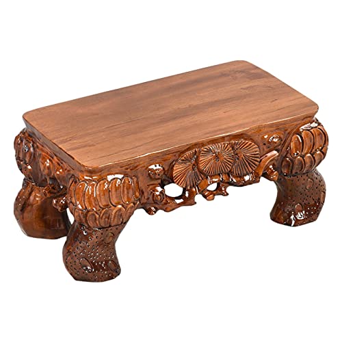 HDBCYUAZ Ornament Basis Vase Base Holz Basis Buddha Statue Vase Antique Handwerk Carving Ornamente Rechteckiger ungerade Stein Große Blume Bonsai Base Frame Holz Vase Basis von HDBCYUAZ