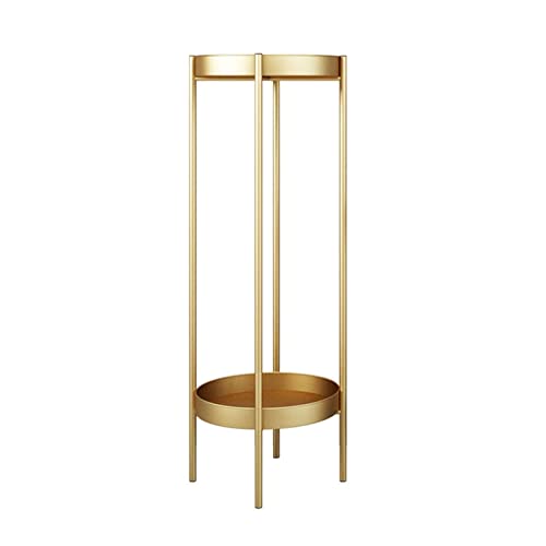HDBCYUAZ Ornament Basis Vase-Basis-Anlage-Display-Stand-Wohnzimmer-Blumenständer Metall Schmiedeeisen Einfache Boden-to-Decke Multi-Layer-Regal Indoor-Blumen-Topf-Ständer Gold Holz Vase Basis(B) von HDBCYUAZ