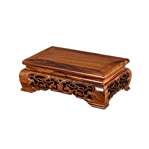 Ornament Basis Holz Vase Base Hohle Geschnitzte Basis Buddha Statue Base Vase Pot Guanyin Lotus Handicraft Ornaments Halterung Holz Vase Basis(S) von HDBCYUAZ