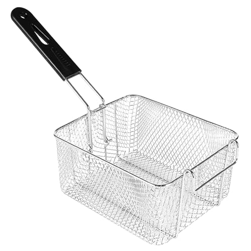 Bratenkorb Fine Mesh Edelstahl Fritteusenkorb mit Anti-Scald-Griff Hangable Rechteck-Braten mit großer Kapazität für Zuhause, Snack Bar, Burger Shop Pommes von HDBHSBE